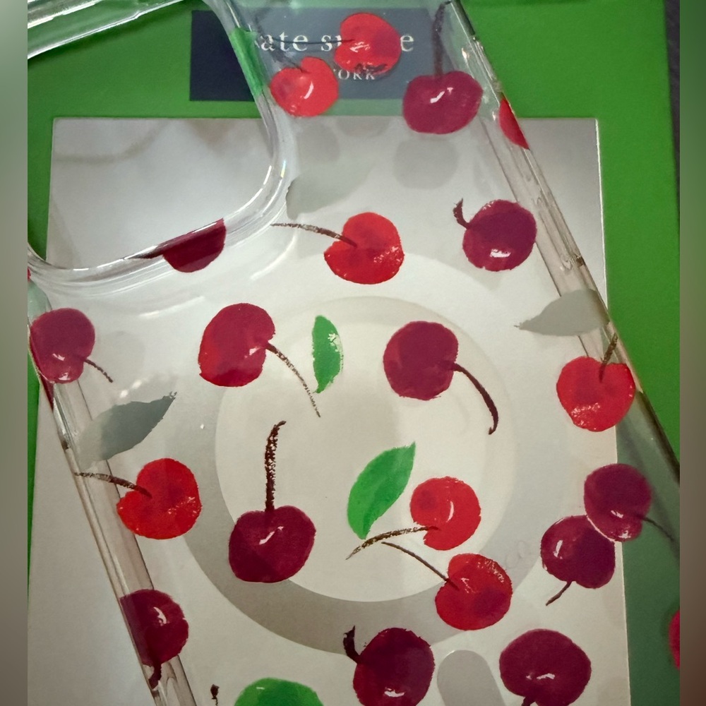 EUC iPhone 16 Pro Max Kate Spade Cherry Pattern Clear Case